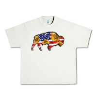 Pistachio bison amerıcan flag Urban Heavy Tee - BarkalooDesign