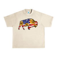 Sandshell bison amerıcan flag Urban Heavy Tee - BarkalooDesign