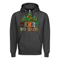 Charcoal Heather merry christmas with christmas trees Zipper Hoodie - AdoDesignShop