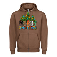 Chestnut merry christmas with christmas trees Zipper Hoodie - AdoDesignShop