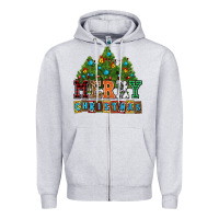 Heather Grey merry christmas with christmas trees Zipper Hoodie - AdoDesignShop