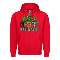 Red merry christmas with christmas trees Zipper Hoodie - AdoDesignShop