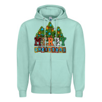 Seafoam merry christmas with christmas trees Zipper Hoodie - AdoDesignShop