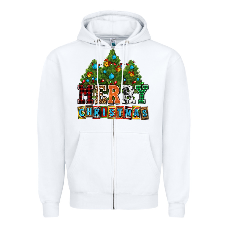 Merry Christmas With Christmas Trees Zipper Hoodie by AdoDesignShop | Teevron