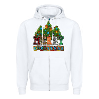 White merry christmas with christmas trees Zipper Hoodie - AdoDesignShop