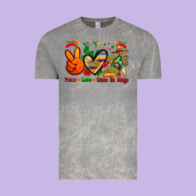 Peace Love Cinco De Mayo Vintage Tee Designed By Zillion Design Studio
