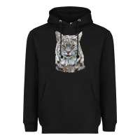 Black Bobcat Head Heavyweight Hoodie - LillyAllenDesigns