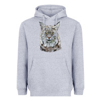 Heather Grey Bobcat Head Heavyweight Hoodie - LillyAllenDesigns