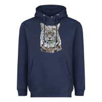 Navy Bobcat Head Heavyweight Hoodie - LillyAllenDesigns