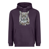 Plum Bobcat Head Heavyweight Hoodie - LillyAllenDesigns