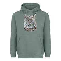 Sage Bobcat Head Heavyweight Hoodie - LillyAllenDesigns