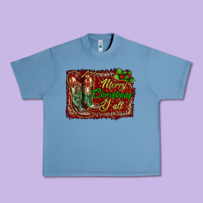 Merry Christmas Y'all Boots Urban Heavy Tee Designed By Ranaportraitstore
