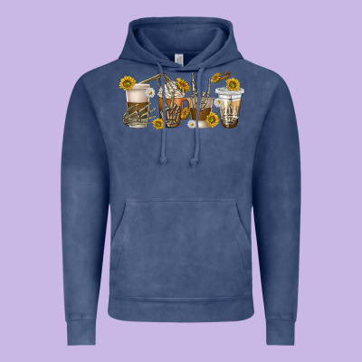 Skeleton Hands Coffee Cups Vintage Hoodie Designed By Texasbilliewilder