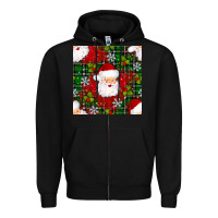 Black Christmas Santa Claus Seamless Pattern Zipper Hoodie - BundleAndBundleShop