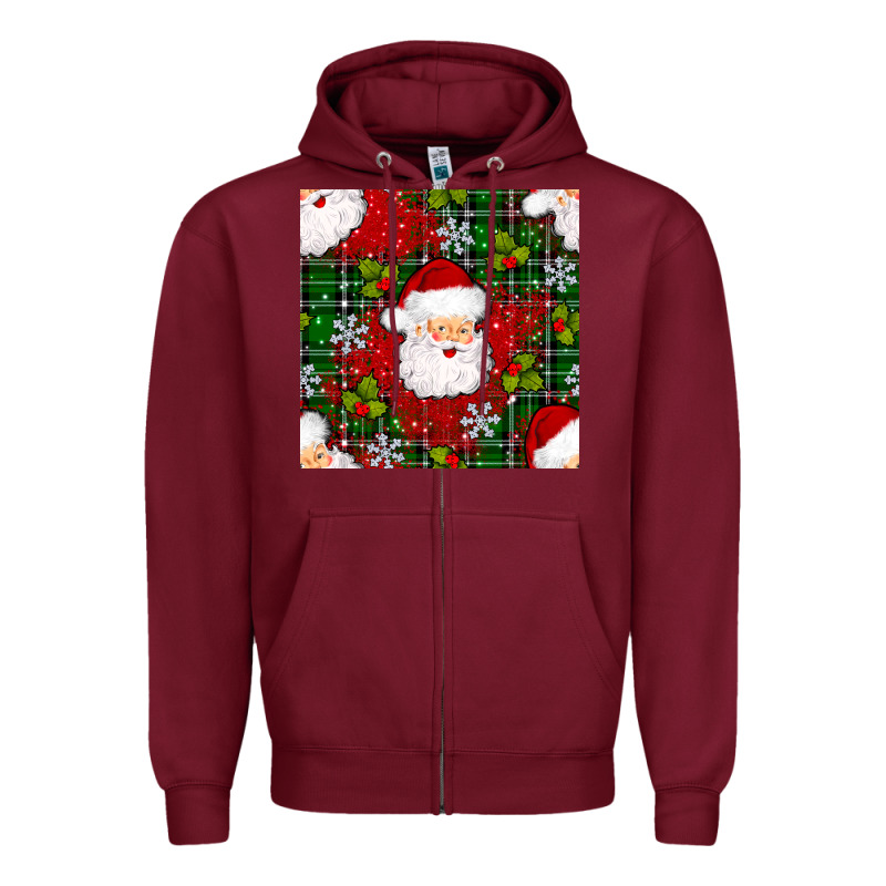Christmas Santa Claus Seamless Pattern Zipper Hoodie by BundleAndBundleShop | Teevron