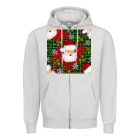 Dove Grey Christmas Santa Claus Seamless Pattern Zipper Hoodie - BundleAndBundleShop
