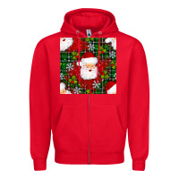 Red Christmas Santa Claus Seamless Pattern Zipper Hoodie - BundleAndBundleShop