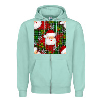 Seafoam Christmas Santa Claus Seamless Pattern Zipper Hoodie - BundleAndBundleShop