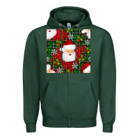 Sports Green Christmas Santa Claus Seamless Pattern Zipper Hoodie - BundleAndBundleShop