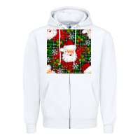 White Christmas Santa Claus Seamless Pattern Zipper Hoodie - BundleAndBundleShop