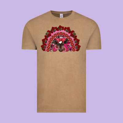 Valentine's Day Baby Cow Rainbow Vintage Tee Designed By Ranaportraitstore