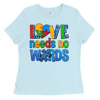 Baby Blue love needs no words autism Ladies Tee - AdoDesignShop