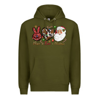 Army Green Peace love Christmas Premium Hoodie - NancyCooperArtShop