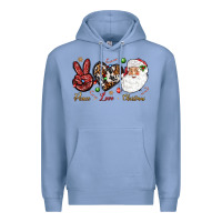 Colony Blue Peace love Christmas Premium Hoodie - NancyCooperArtShop