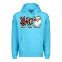 Ocean Blue Peace love Christmas Premium Hoodie - NancyCooperArtShop