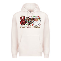 Pale Pink Peace love Christmas Premium Hoodie - NancyCooperArtShop