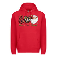 Red Peace love Christmas Premium Hoodie - NancyCooperArtShop