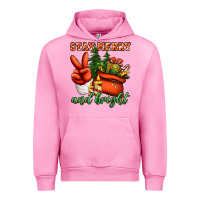 Fuchsia Pink stay merry and bright peace hand Urban Hoodie - Jasminsmagicworld
