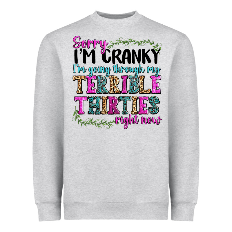 Sorry Im Cranky Im Going Through My Terrible Thirties Right Now Heavyweight Sweatshirt by texasbilliewilder | Teevron