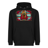 Black lady of guadalupe serape and roses Heavyweight Hoodie - Jasminsmagicworld