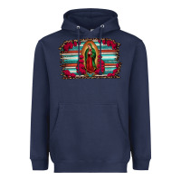 Navy lady of guadalupe serape and roses Heavyweight Hoodie - Jasminsmagicworld