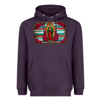 Plum lady of guadalupe serape and roses Heavyweight Hoodie - Jasminsmagicworld