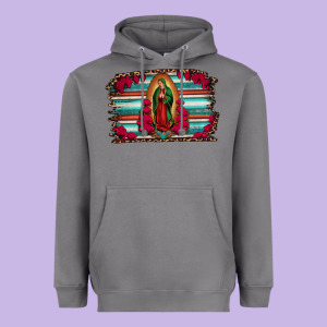 Lady Of Guadalupe Serape And Roses Heavyweight Hoodie Designed By Jasminsmagicworld