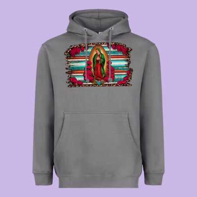 Lady Of Guadalupe Serape And Roses Heavyweight Hoodie Designed By Jasminsmagicworld