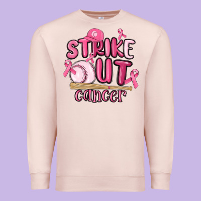 Strike Out Cancer Baseball Premium Sweatshirt Designed By Maliassmallbusiness