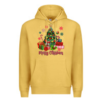 Antique Gold merry christmas tree with gift box Premium Hoodie - MaliasSmallBusiness