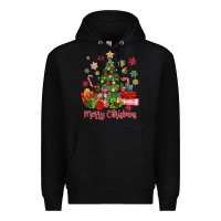 Black merry christmas tree with gift box Premium Hoodie - MaliasSmallBusiness