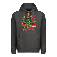 Charcoal Heather merry christmas tree with gift box Premium Hoodie - MaliasSmallBusiness