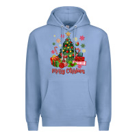 Colony Blue merry christmas tree with gift box Premium Hoodie - MaliasSmallBusiness