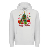 Dove Grey merry christmas tree with gift box Premium Hoodie - MaliasSmallBusiness