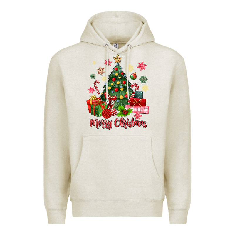 Merry Christmas Tree With Gift Box Premium Hoodie by MaliasSmallBusiness | Teevron