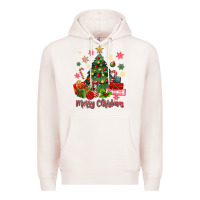 Pale Pink merry christmas tree with gift box Premium Hoodie - MaliasSmallBusiness