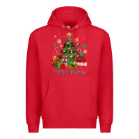 Red merry christmas tree with gift box Premium Hoodie - MaliasSmallBusiness