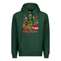 Sports Green merry christmas tree with gift box Premium Hoodie - MaliasSmallBusiness
