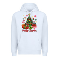 White merry christmas tree with gift box Premium Hoodie - MaliasSmallBusiness