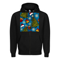 Black christmas trees and bells seamless pattern Zipper Hoodie - BundleAndBundleShop
